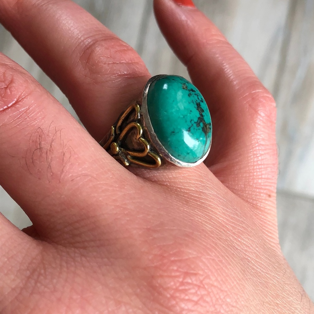 Sterling silver green statement ring